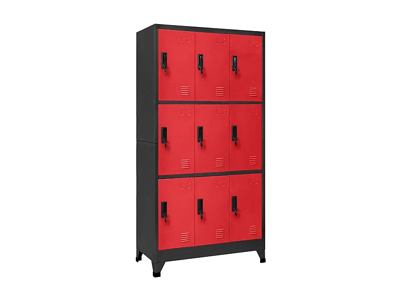 Armoire à casiers Anthracite et rouge 90x45x180 cm Acier FR64857