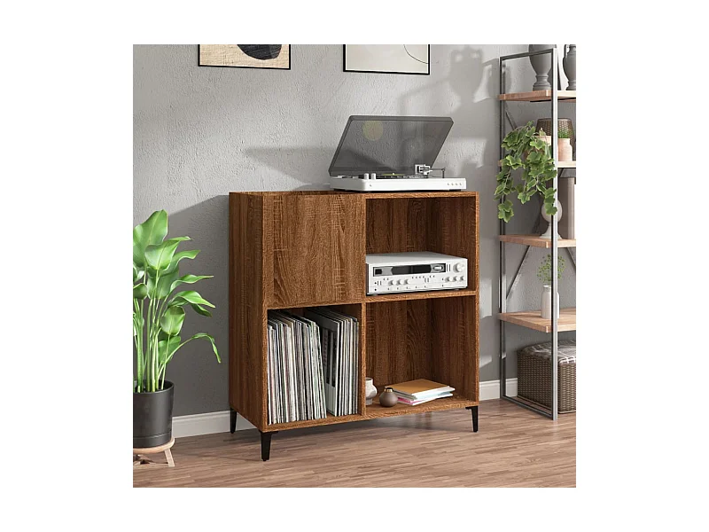 Armoire à disques chêne marron 84,5x38x89 cm bois d'ingénierie FR41726
