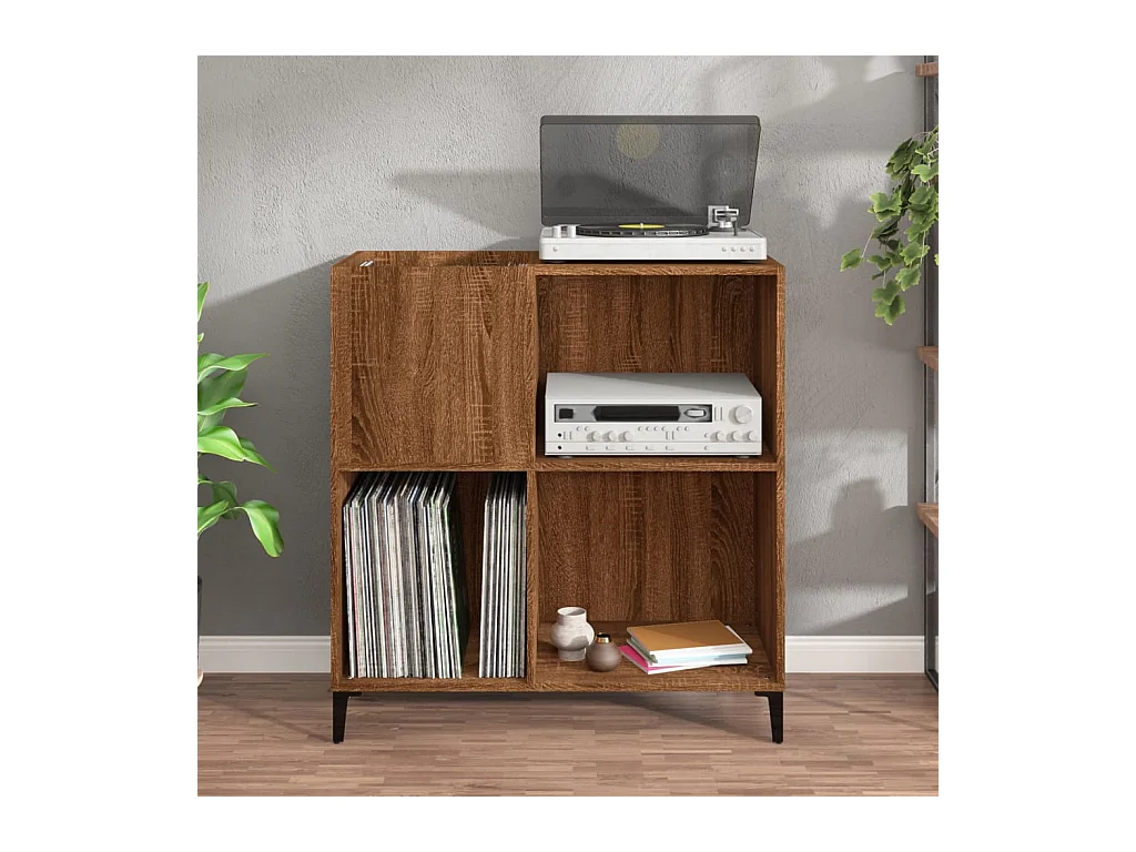 Armoire à disques chêne marron 84,5x38x89 cm bois d'ingénierie FR41726