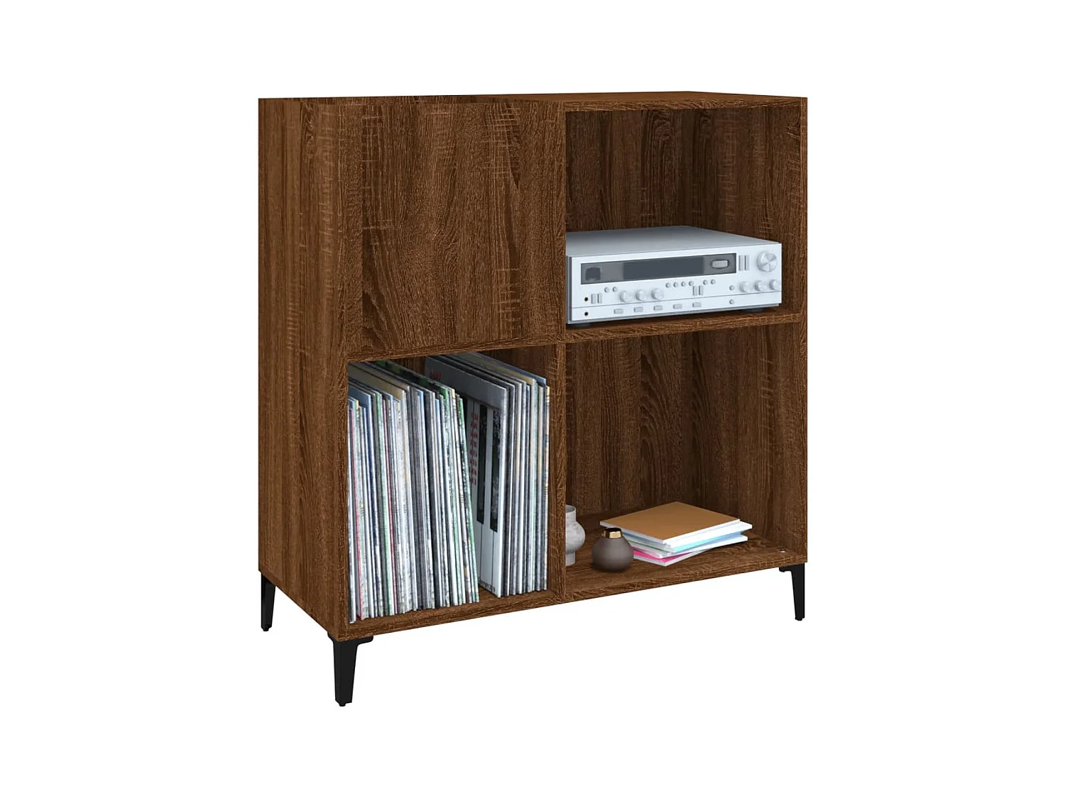 Platenkast 84,5x38x89 cm bewerkt hout bruin eikenkleur BE904453