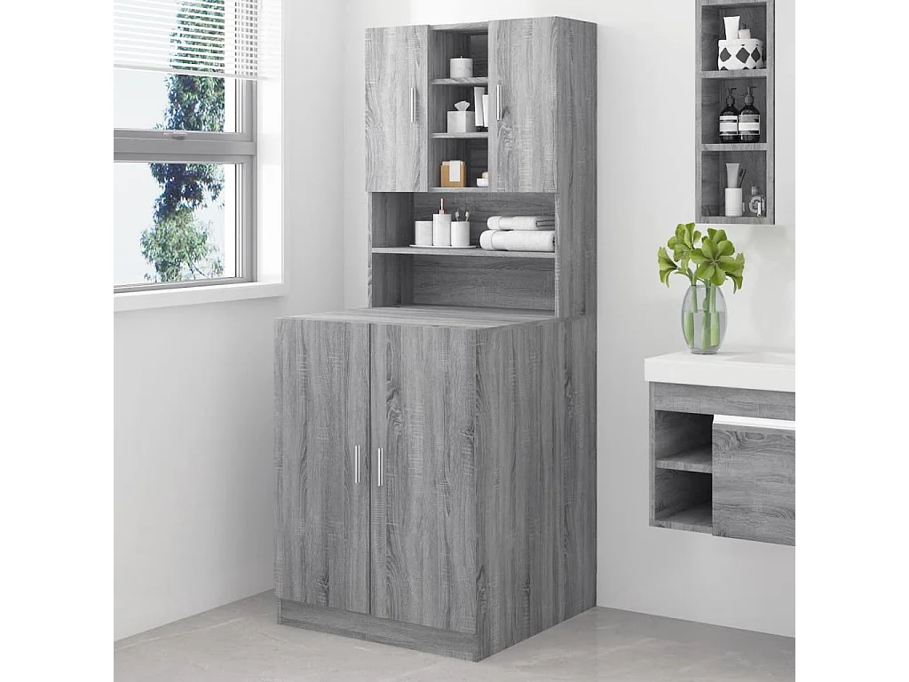 Armario para lavadora madera contrachapada gris Sonoma ES417578