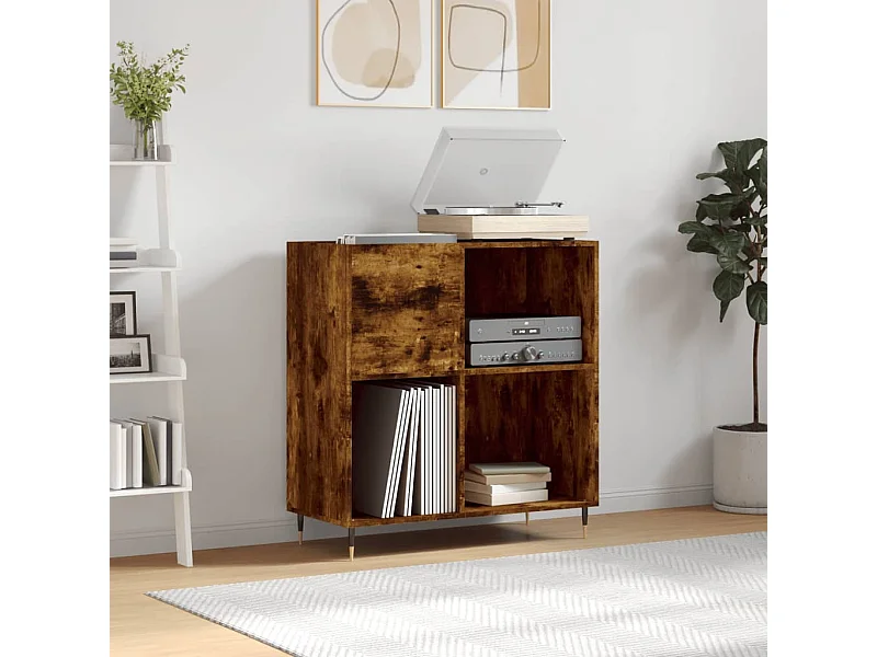 Armoire à disques chêne fumé 84,5x38x89 cm bois d'ingénierie FR97455