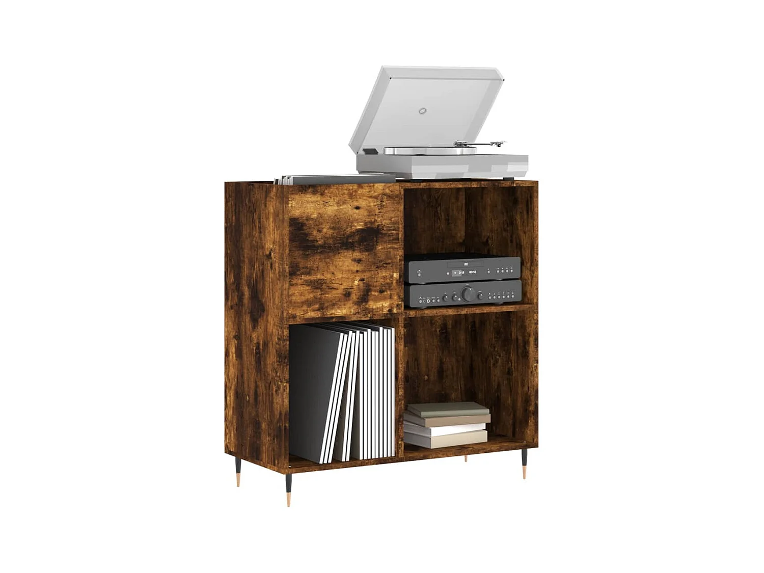 Armoire à disques chêne fumé 84,5x38x89 cm bois d'ingénierie FR97455