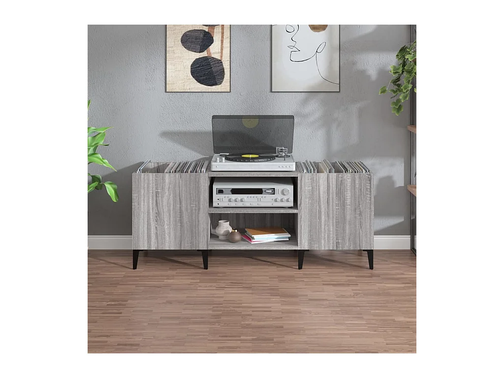 Armoire à disques sonoma gris 121x38x48 cm bois d'ingénierie FR70724
