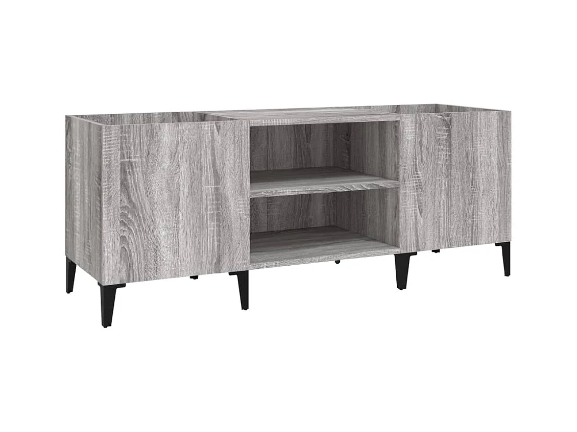 Platenkast 121x38x48 cm bewerkt hout grijs sonoma eikenkleurig BE196392