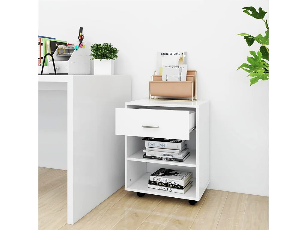 Armoire à roulettes Blanc 46x36x59 cm Bois d'ingénierie FR60884