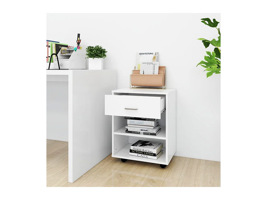 Armoire à roulettes Blanc 46x36x59 cm Bois d'ingénierie FR60884