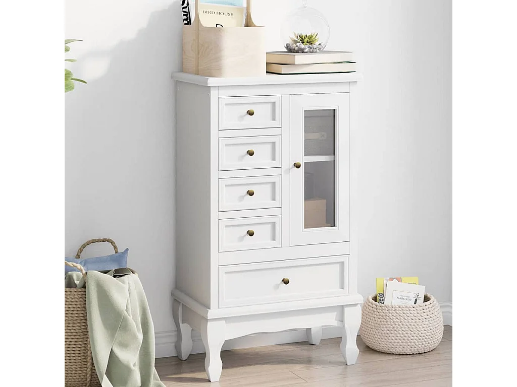 Mueble de 5 cajones y 2 estantes blanco ES299324