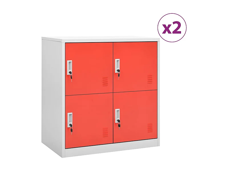 Lockerkasten 2 st 90x45x92,5 cm staal lichtgrijs en rood BE314272