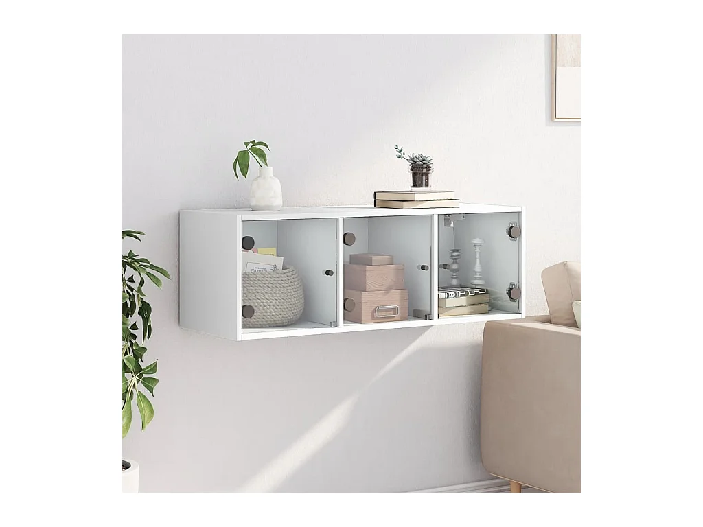 Armoire murale avec portes en verre blanc 102x37x35 cm FR74656