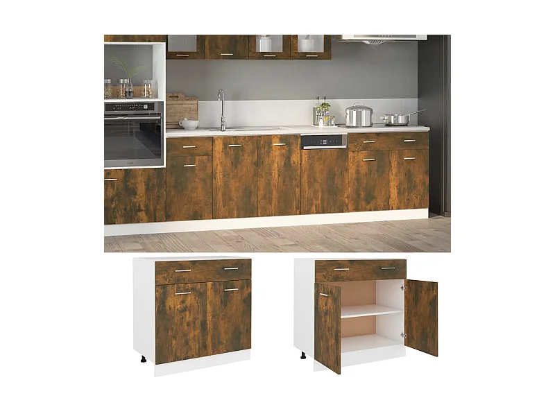 Armoire de plancher à tiroir Chêne fumé 80x46x81,5 cm FR41434