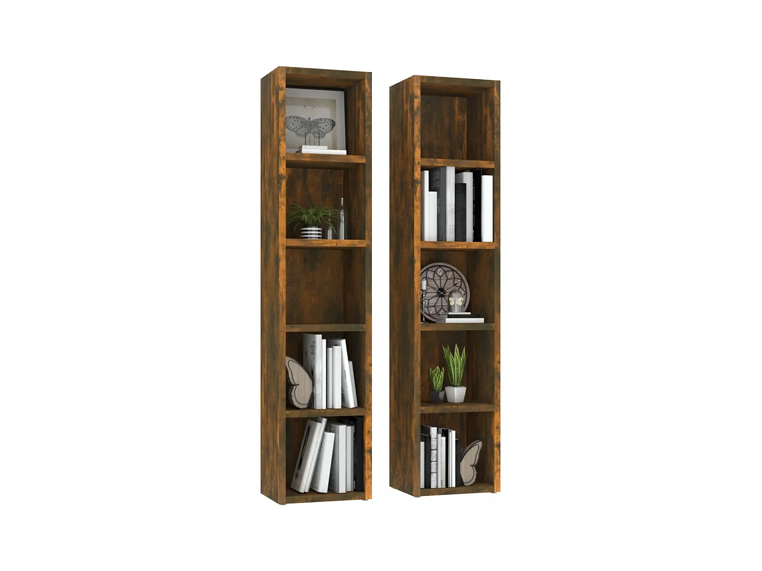Armoires à CD 2 pcs Chêne fumé 21x16x93,5 cm Bois d'ingénierie FR96286