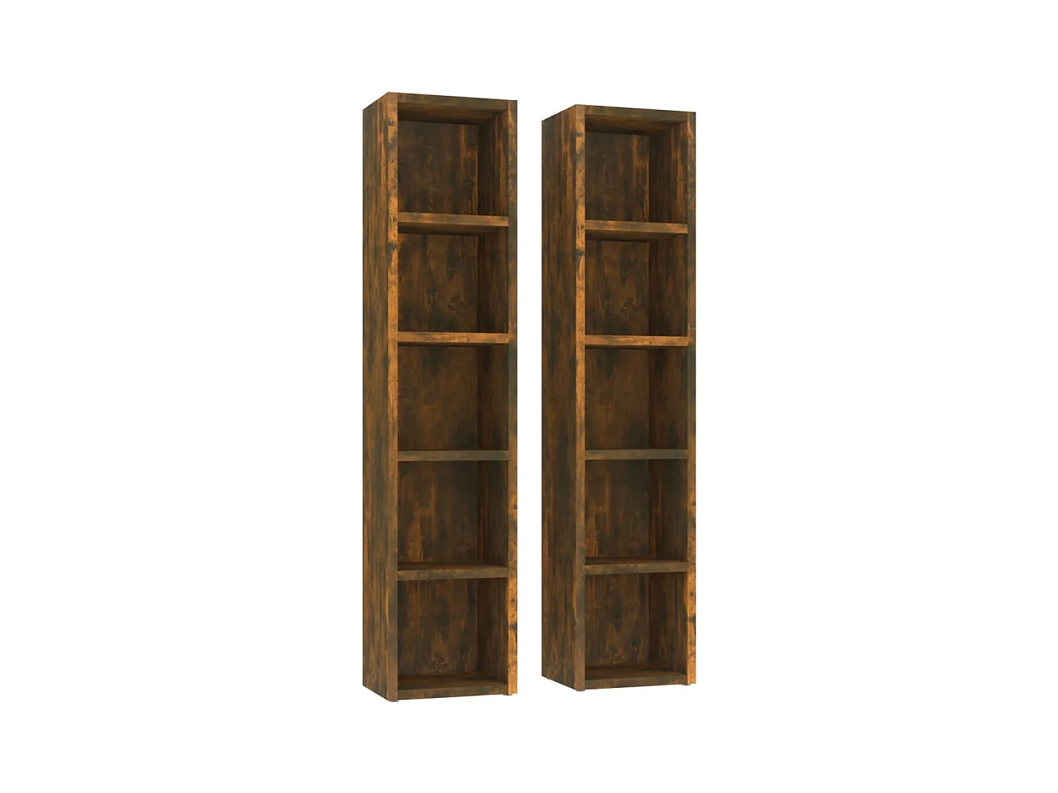 Estantería para CD 2 uds madera roble ahumado 21x16x93,5 cm ES740069