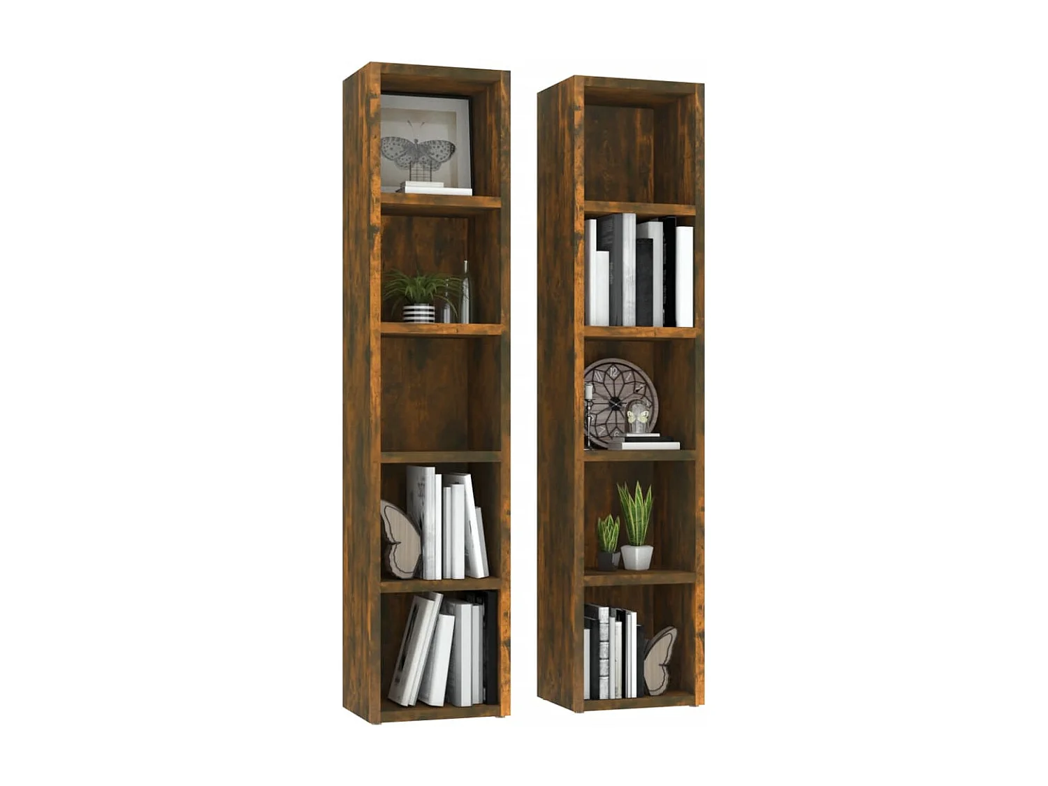 Armoires à CD 2 pcs Chêne fumé 21x16x93,5 cm Bois d'ingénierie FR96286