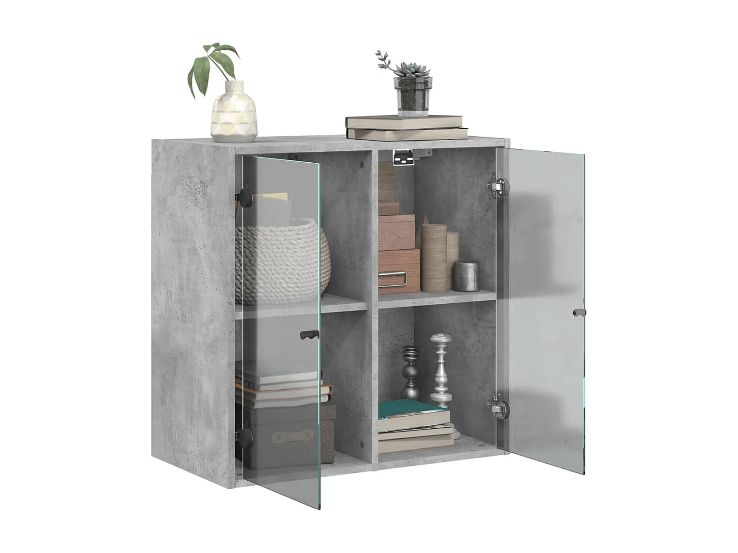 Armoire murale avec portes en verre gris béton 68x37x68,5 cm FR90011