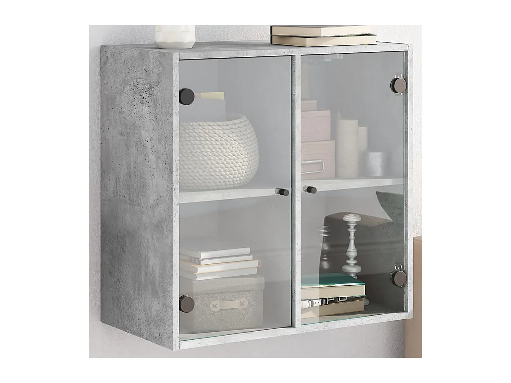 Armoire murale avec portes en verre gris béton 68x37x68,5 cm FR90011