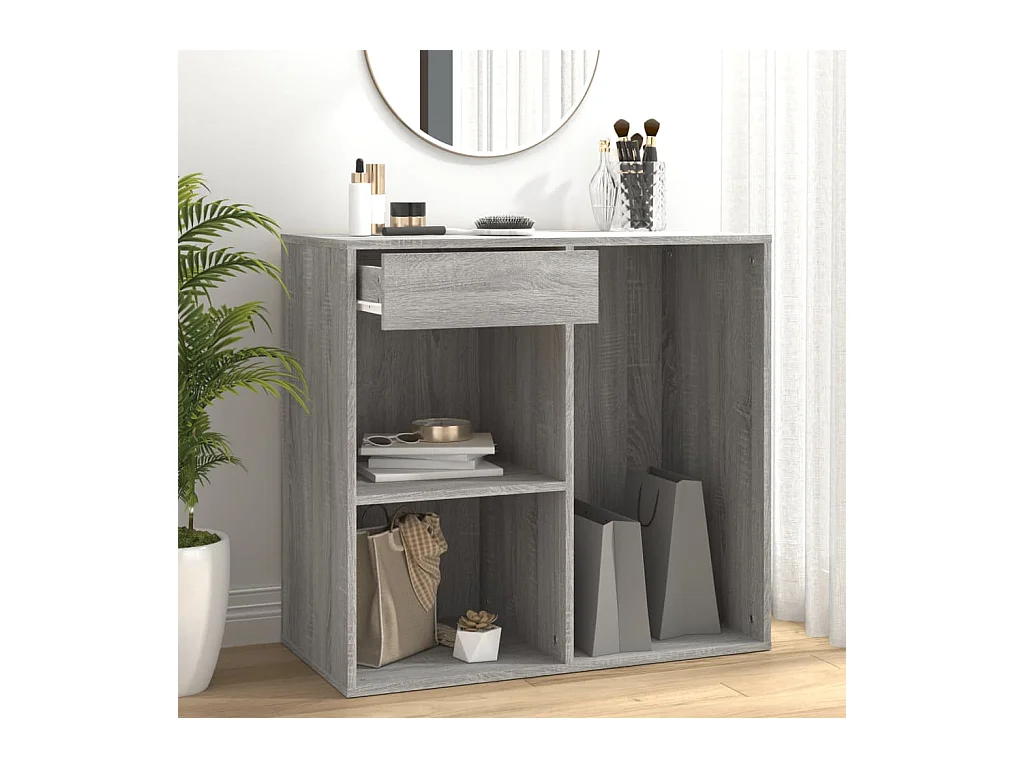 Cosmeticakast 80x40x75 cm bewerkt hout grijs sonoma eikenkleur BE363265