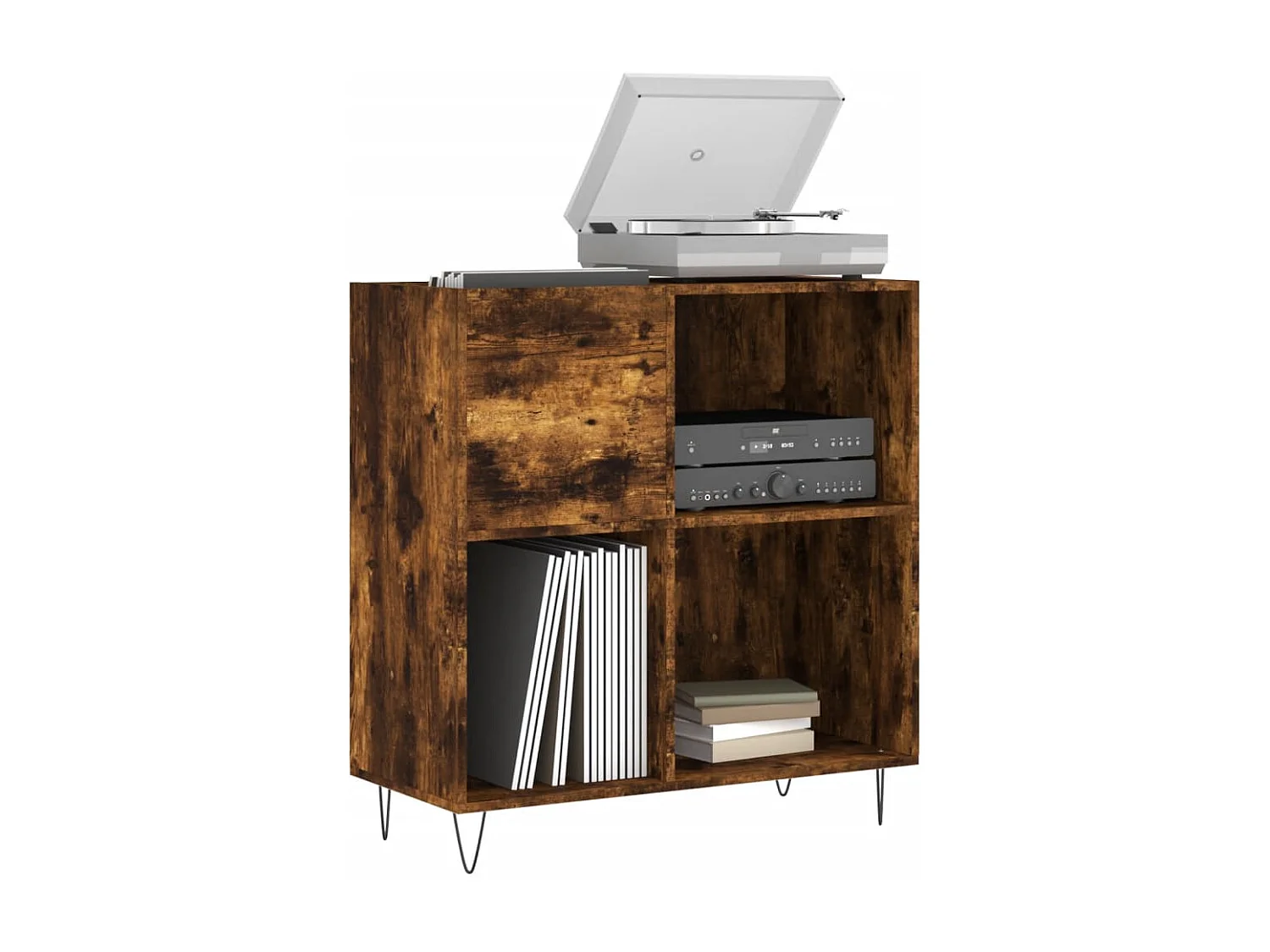 Mueble discos madera contrachapada roble ahumado 84,5x38x89 cm ES637139