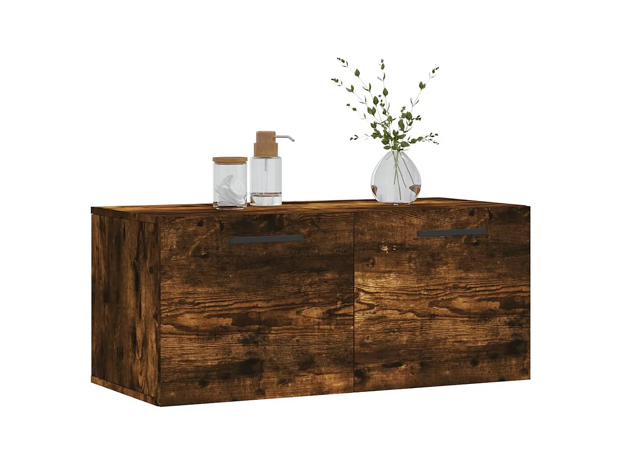 Armoire murale chêne fumé 80x36,5x35 cm bois d'ingénierie FR91687