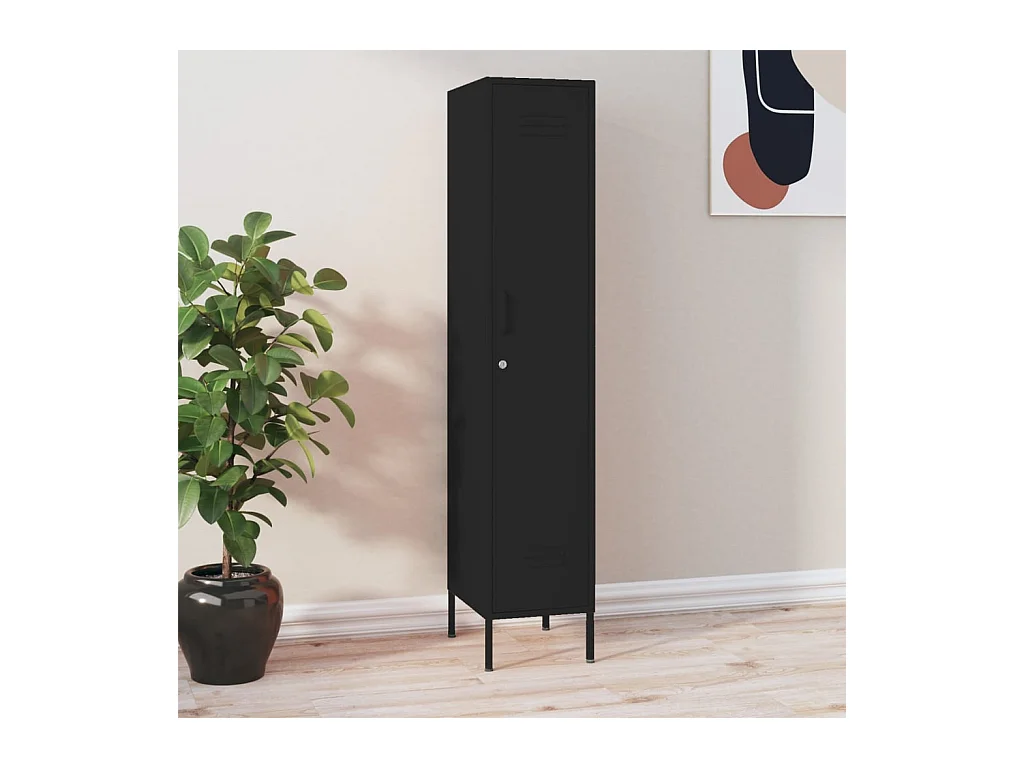 Armario de taquilla de acero negro 35x46x180 cm ES165773
