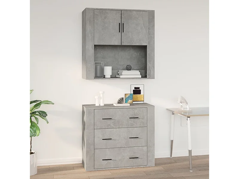 Armario de pared madera contrachapada gris hormigón 80x33x80 cm ES512140