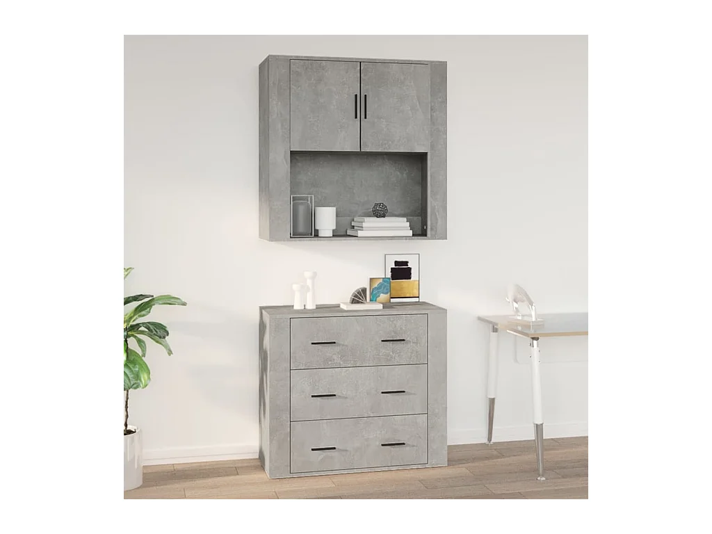 Armoire murale Gris béton 80x33x80 cm Bois d'ingénierie FR83065