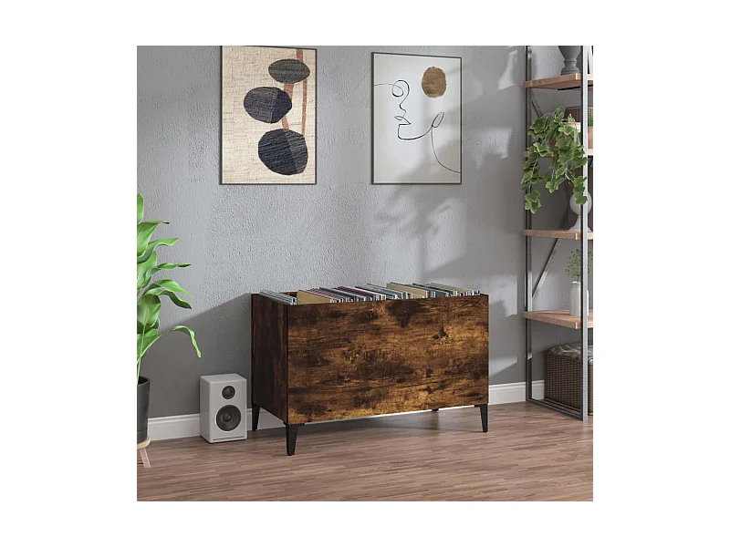 Armoire à disques chêne fumé 74,5x38x48 cm bois d'ingénierie FR31884