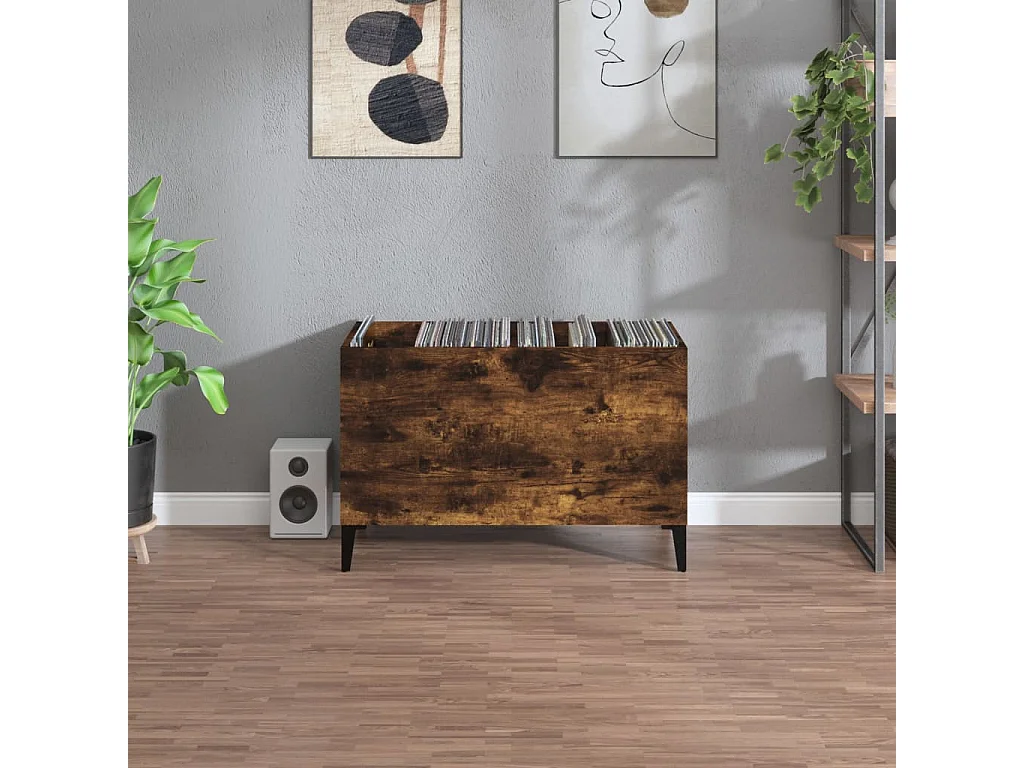 Armoire à disques chêne fumé 74,5x38x48 cm bois d'ingénierie FR31884