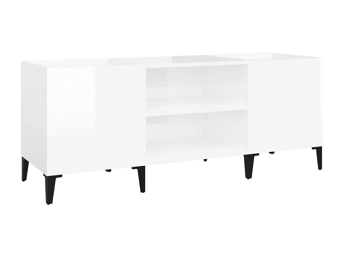 Armoire à disques blanc brillant 121x38x48 cm bois d'ingénierie FR73830