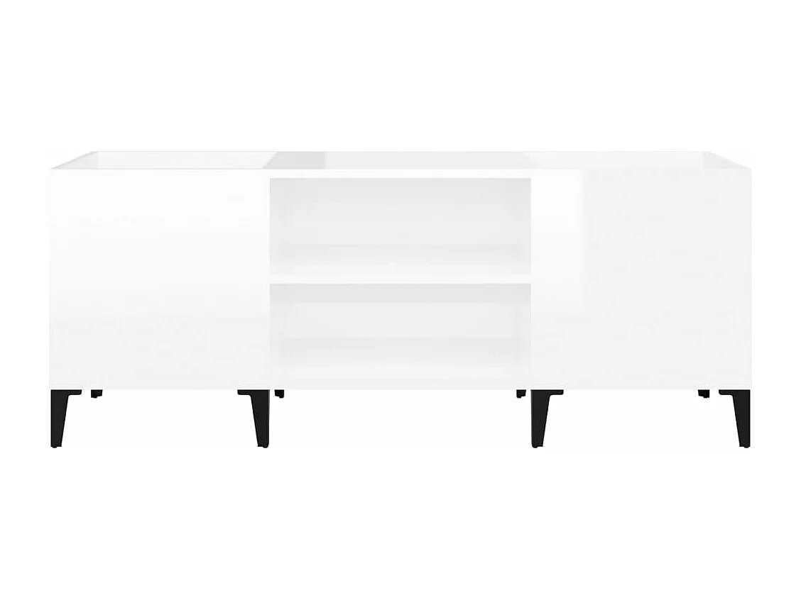 Armoire à disques blanc brillant 121x38x48 cm bois d'ingénierie FR73830