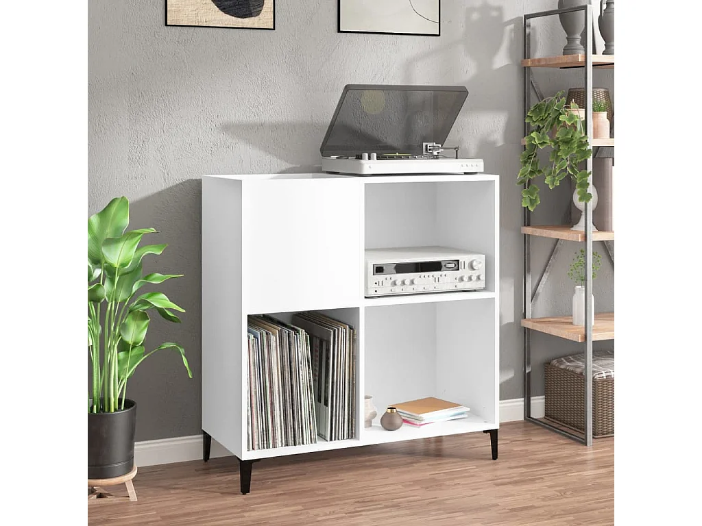 Armoire à disques blanc 84,5x38x89 cm bois d'ingénierie FR17334