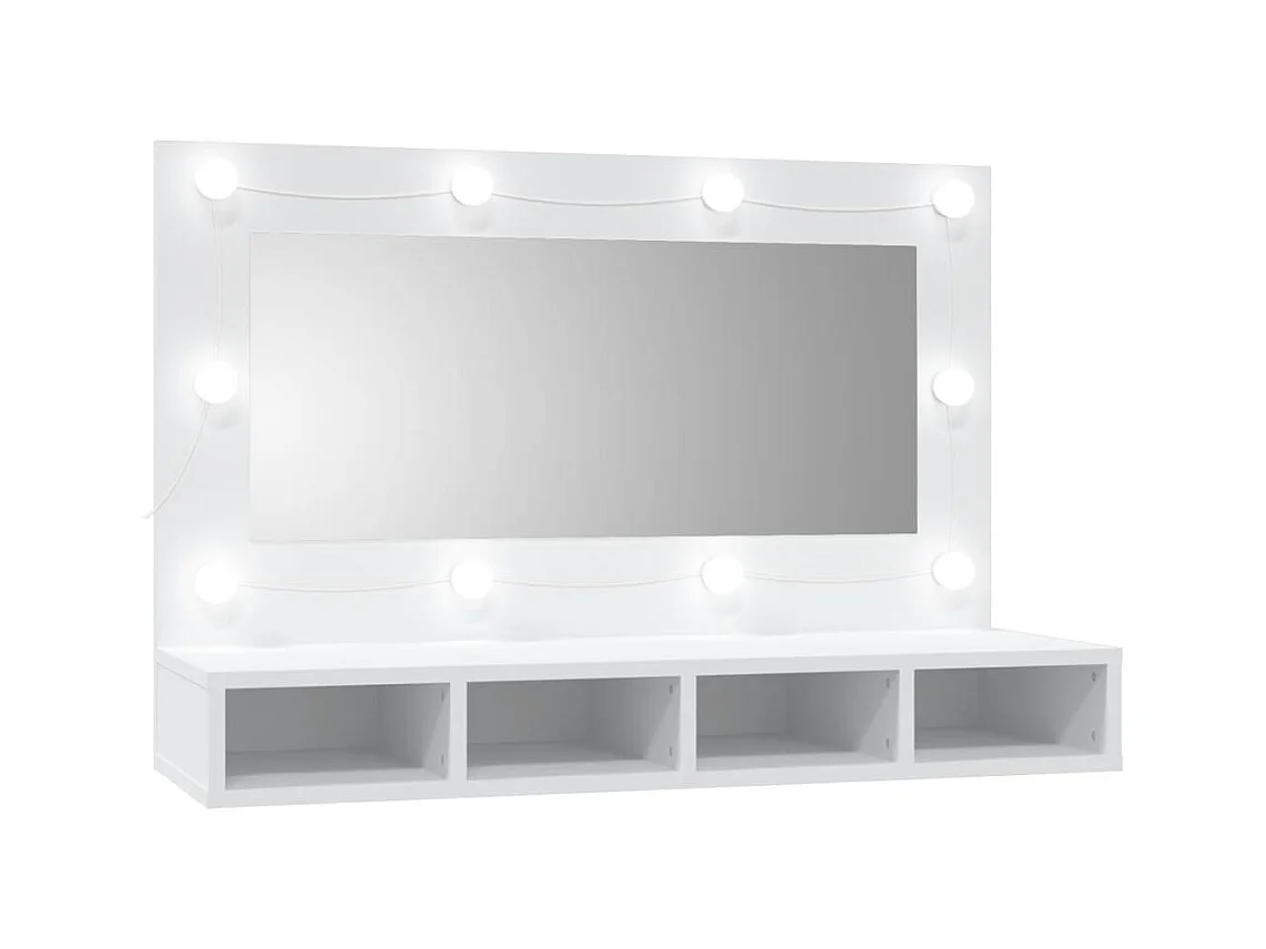 Spiegelkast met LED-verlichting 90x31,5x62 cm wit BE850546