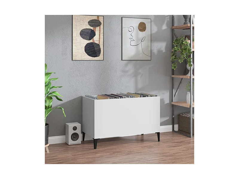 Mueble para discos madera contrachapada blanco 74,5x38x48 cm ES357341