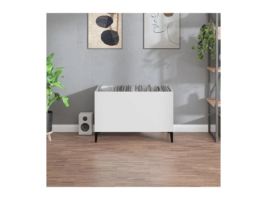 Armoire à disques blanc 74,5x38x48 cm bois d'ingénierie FR18024