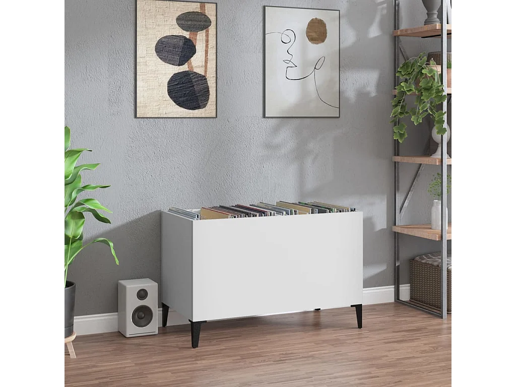 Platenkast 74,5x38x48 cm bewerkt hout wit BE824153