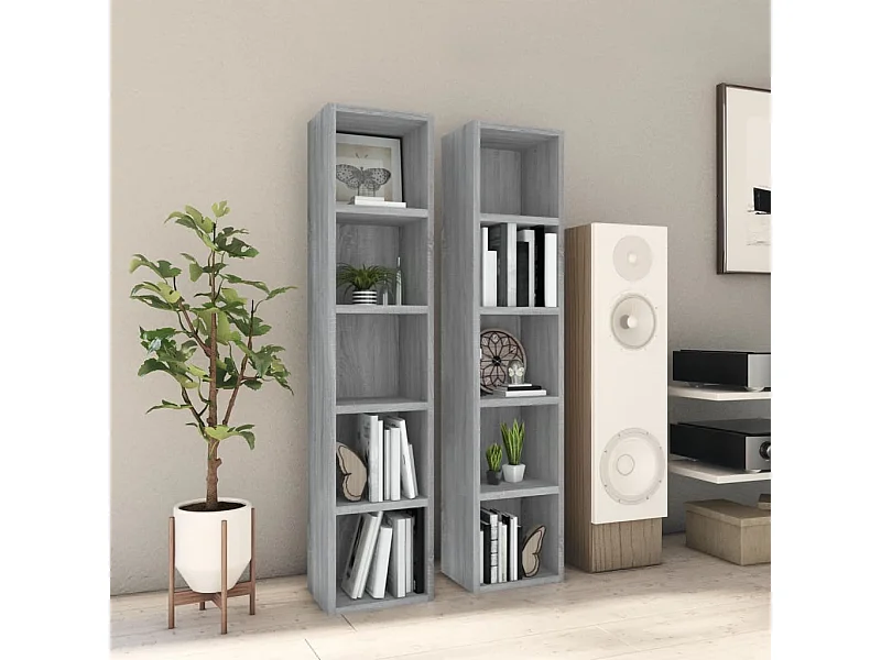 Estantería para CD 2 uds madera gris Sonoma 21x16x93,5 cm ES827387