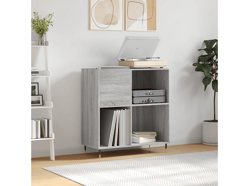 Armoire à disques sonoma gris 84,5x38x89 cm bois d'ingénierie FR36564
