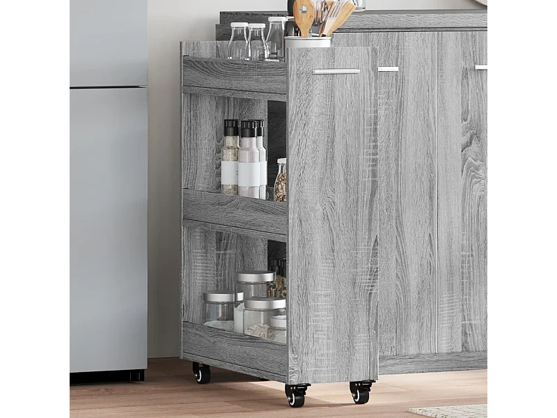 Armario con ruedas madera ingeniería gris Sonoma 60x22x79 cm ES665347