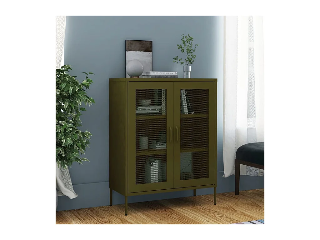 Armoire de rangement Vert olive 80x35x101,5 cm Acier FR69701