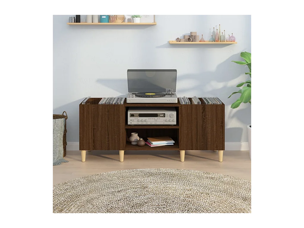Armoire à disques chêne marron 121x38x48 cm bois d'ingénierie FR57008
