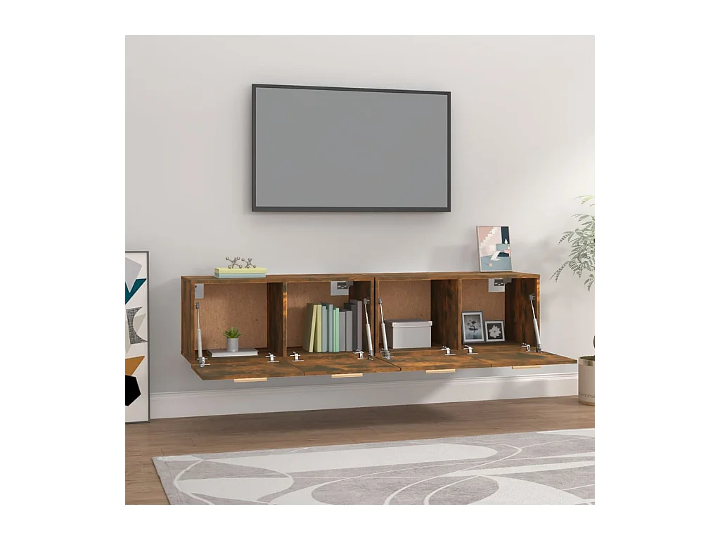 Armoires murales 2pcs Chêne fumé 80x35x36,5cm Bois d'ingénierie FR86557