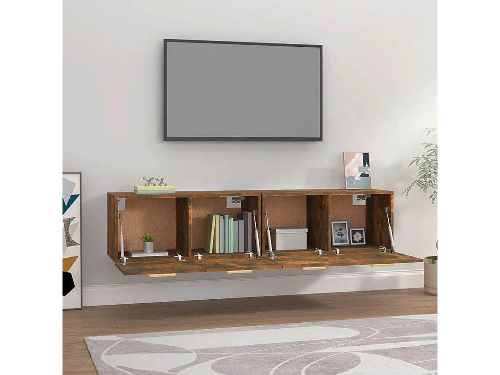 Armoires murales 2pcs Chêne fumé 80x35x36,5cm Bois d'ingénierie FR86557