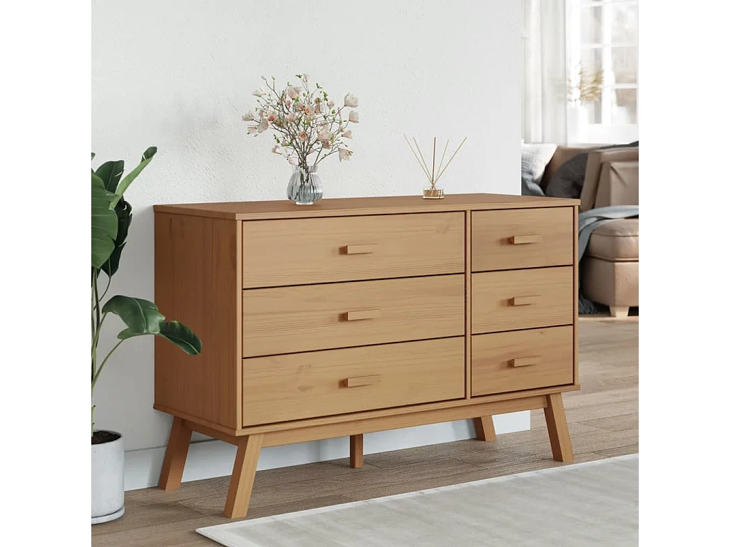 Mesita de noche OLDEN madera maciza de pino marrón ES698269