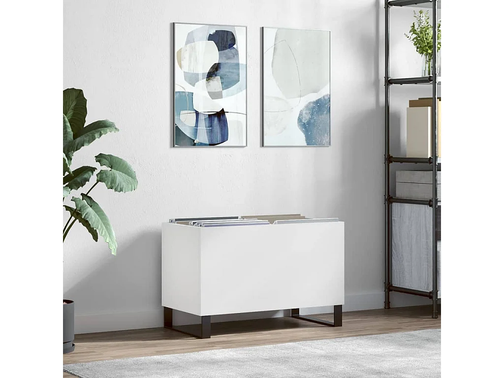 Mueble para discos madera contrachapada blanco 74,5x38x48 cm ES184387