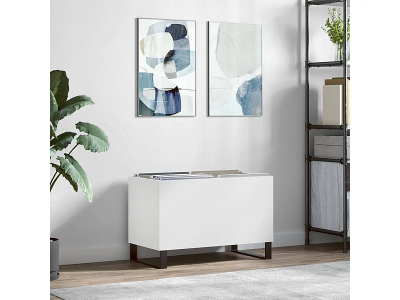 Armoire à disques blanc 74,5x38x48 cm bois d'ingénierie FR96546