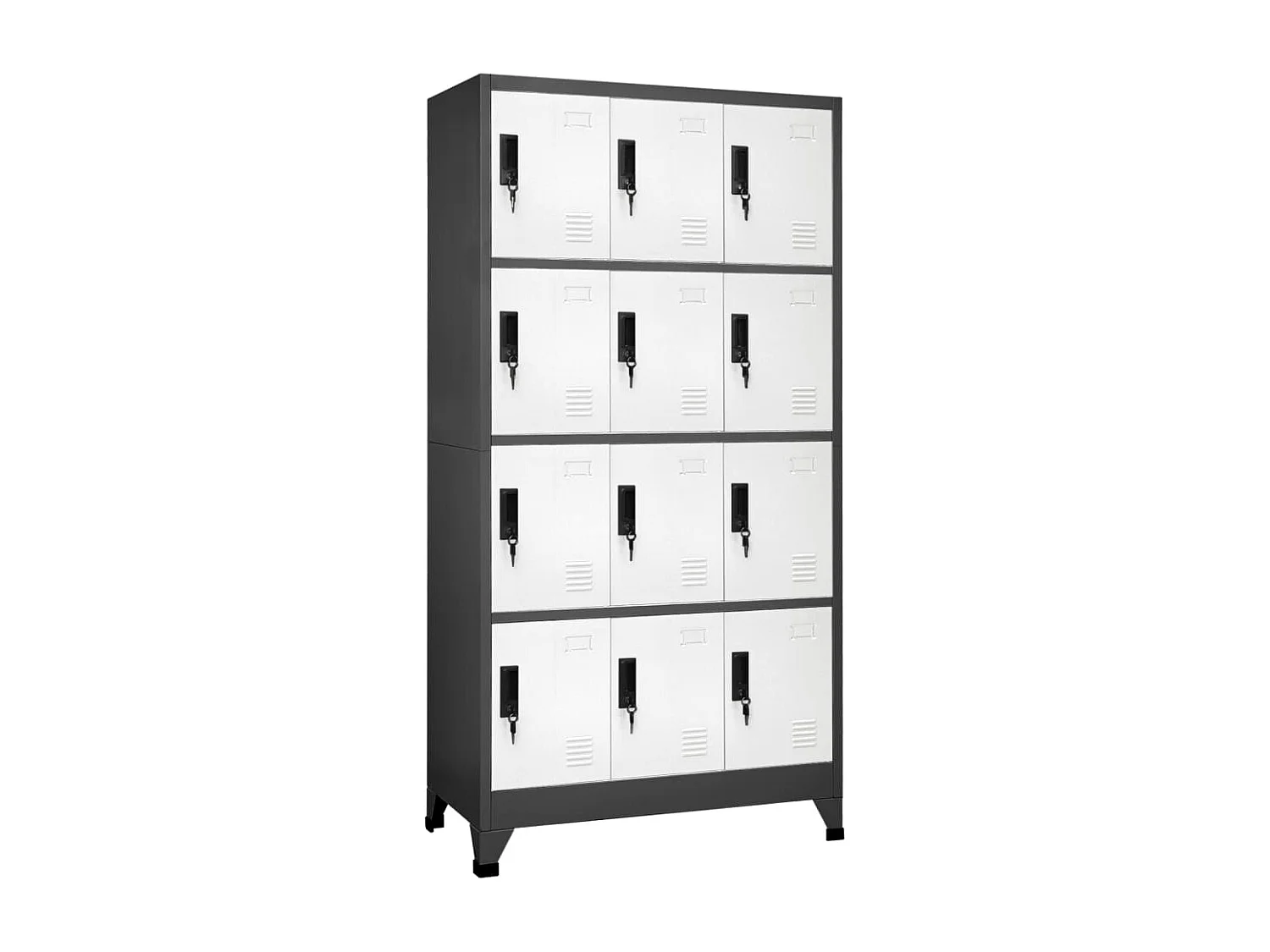 Armoire à casiers Anthracite et blanc 90x45x180 cm Acier FR57351