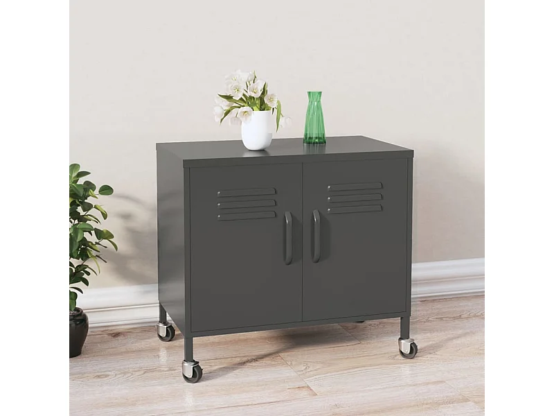 Opbergkast 60x35x56 cm staal antracietkleurig BE490453