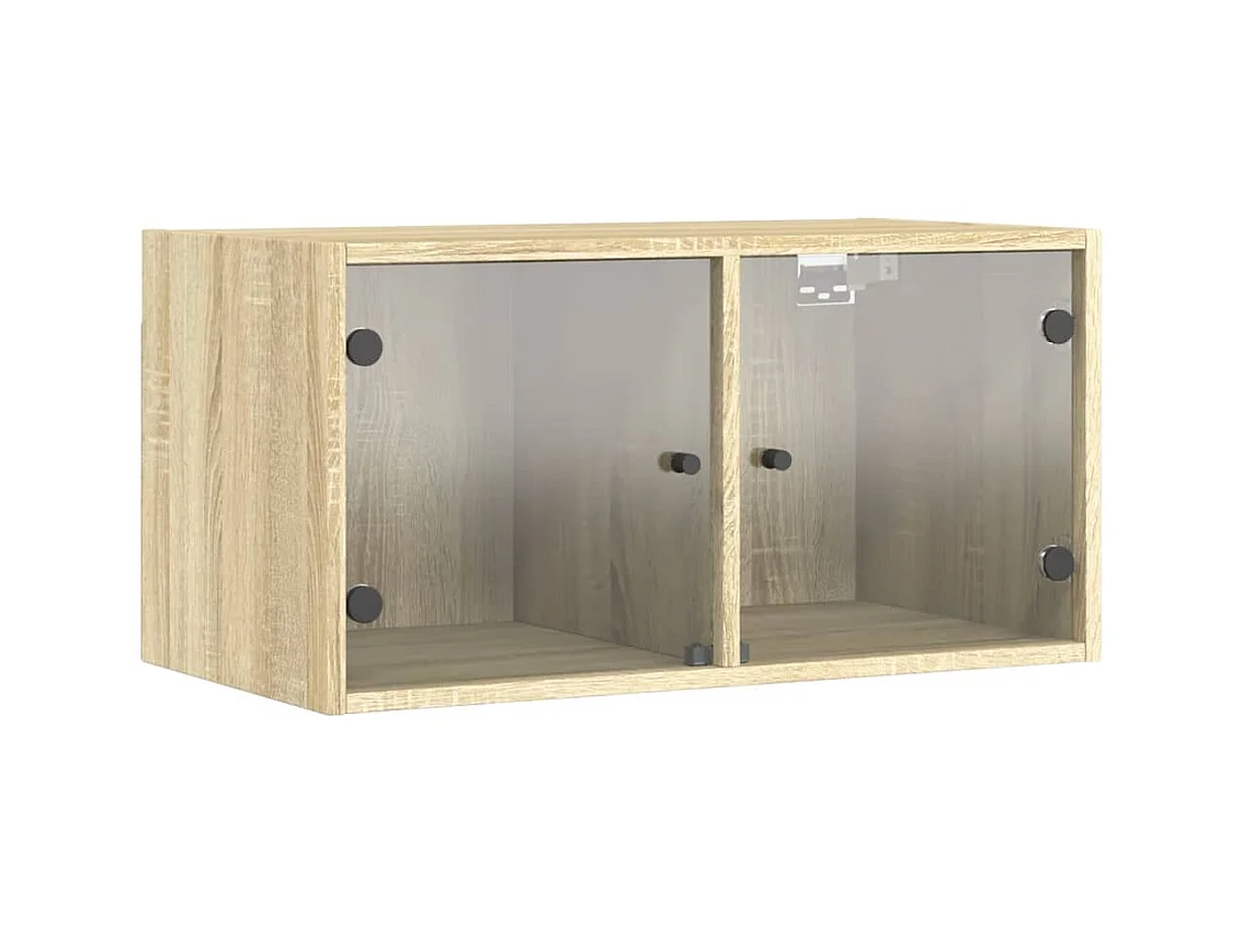 Wandkast met glazen deuren 68,5x37x35 cm sonoma eikenkleurig BE730392