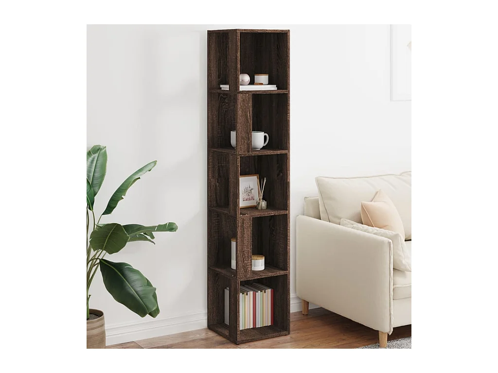 Hoekkast 33x33x164,5 cm bewerkt hout bruin eikenkleur BE216880