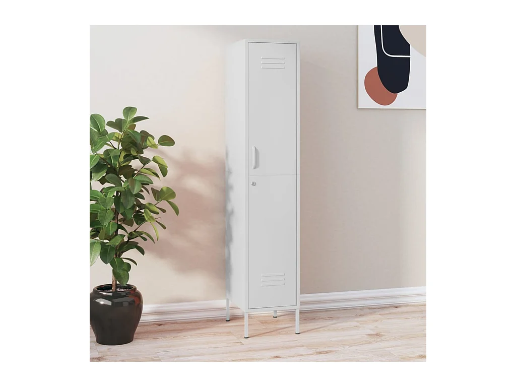 Armario de taquilla de acero blanco 35x46x180 cm ES910843